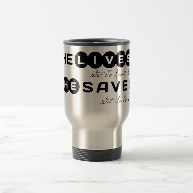 Caneca Térmica Ele mora para conhecê-lo. Ele Guarda Isso (Centro)