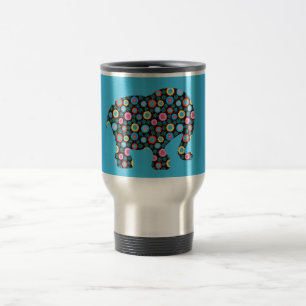 Caneca Térmica Elefante bonito com Flor Azul