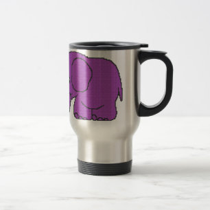 Caneca Térmica Elefante roxo com ponto cruzado engraçado