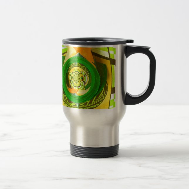 Caneca Térmica Elegância ouro: Linda Arte Rosa Amarela Africana (Direita)
