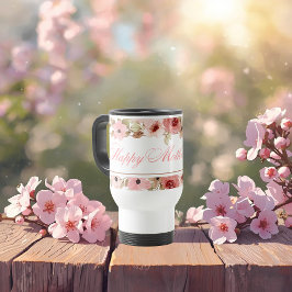 Caneca Térmica Elegant Pink Watercolor Flower Travel Mug