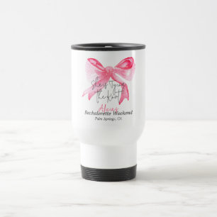 Caneca Térmica Elegante Nó de Laço Rosa Despedida de Solteira