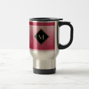 Caneca Térmica Elegante Rosa Esmagada Com Monograma Simples Doura