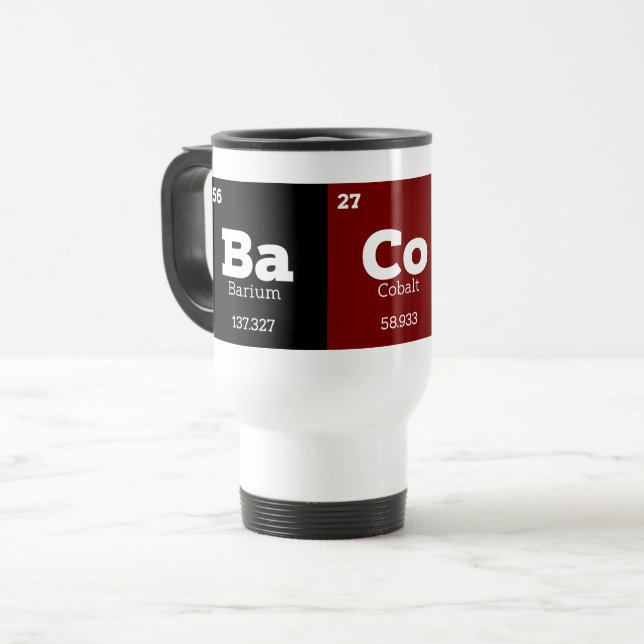Caneca Térmica Elementos Químicos Engraçados Bacon (Frente Esquerda)