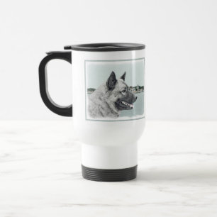 Caneca Térmica Elkhound norueguês na pintura da vila - Arte cani