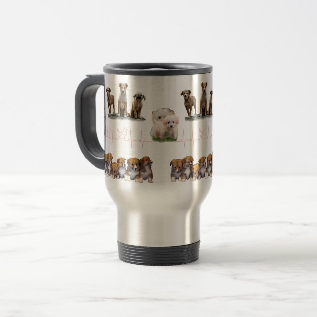 Caneca Térmica Embalagem de cães, Encapsulamento Engraçado (Frente Esquerda)