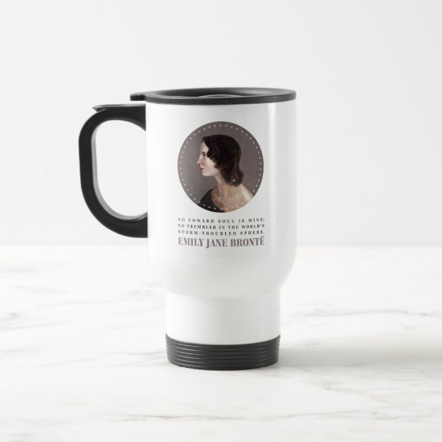 Caneca Térmica Emily Bronte, Retrato e Citação - Sem Alma de Cowa (Esquerda)