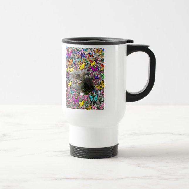 Caneca Térmica Emma nas borboletas mim - gatinho cinzento do gato (Direita)
