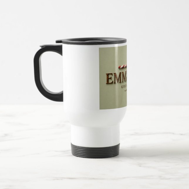 Caneca Térmica EMMANUEL | Mateus 1:23 Natal | Soft Sage (Esquerda)