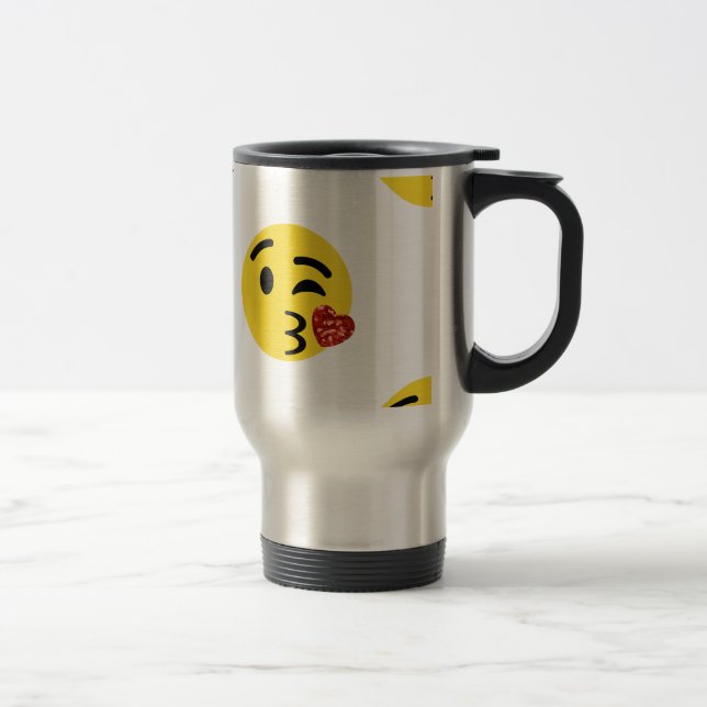 Caneca Térmica emoji de beijo brilhante (Direita)