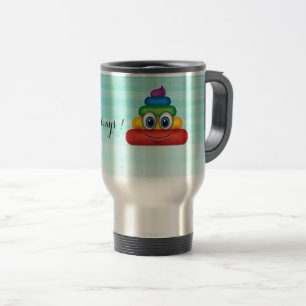 Caneca Térmica Emoji de Cocô Colorido Adorável -Seja feliz sempre