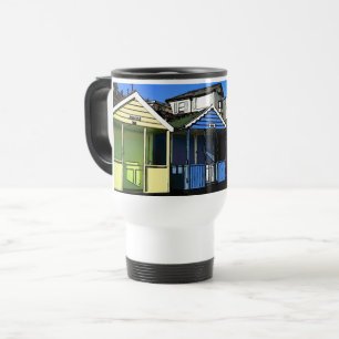 Caneca Térmica Encalhe cabanas e a foto inglesa do beira-mar dos