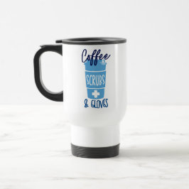 Caneca Térmica Enfermeira Café Esfoliantes e Luvas