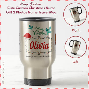 Caneca Térmica Enfermeira de Natal Personalizada e Bonita Nome do
