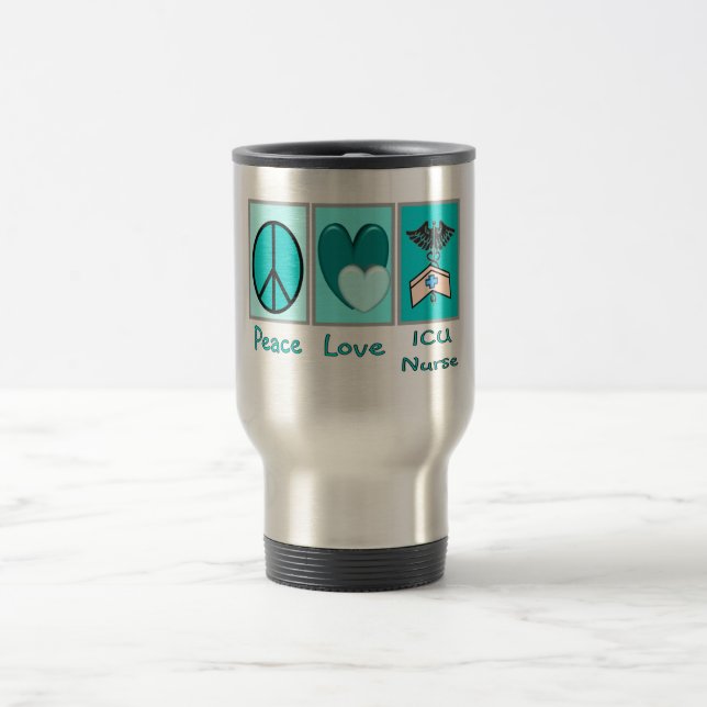 Caneca Térmica Enfermeira do amor ICU da paz (Centro)