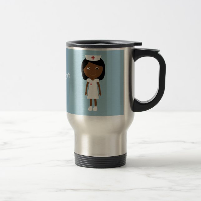 Caneca Térmica Enfermeira étnica bonito dos desenhos animados (Direita)