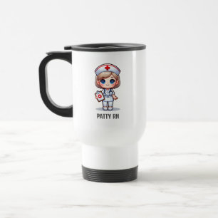 Caneca Térmica Enfermeira Manga Fofo com Cabelo Loiro Olhos Azuis