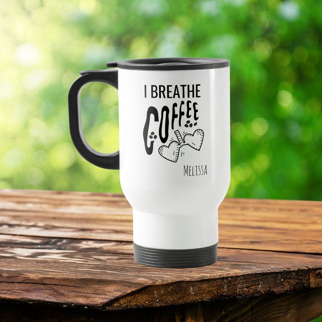 Caneca Térmica Engraçado Café Moderno Lover Eu Respiro Coffee Quo (Criador carregado)
