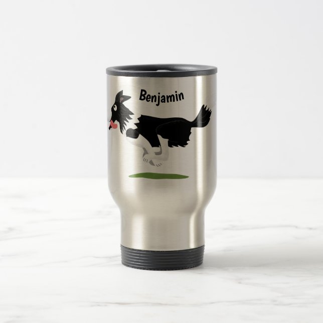 Caneca Térmica Engraçado Cão da Borda Collie executando desenho a (Centro)