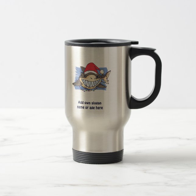 Caneca Térmica Engraçado Cartografia de Natal SHARK Crianças Garo (Direita)