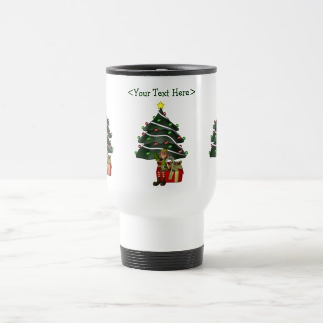 Caneca Térmica Engraçado Elf Personalizado Feriado de Natal Mug (Centro)