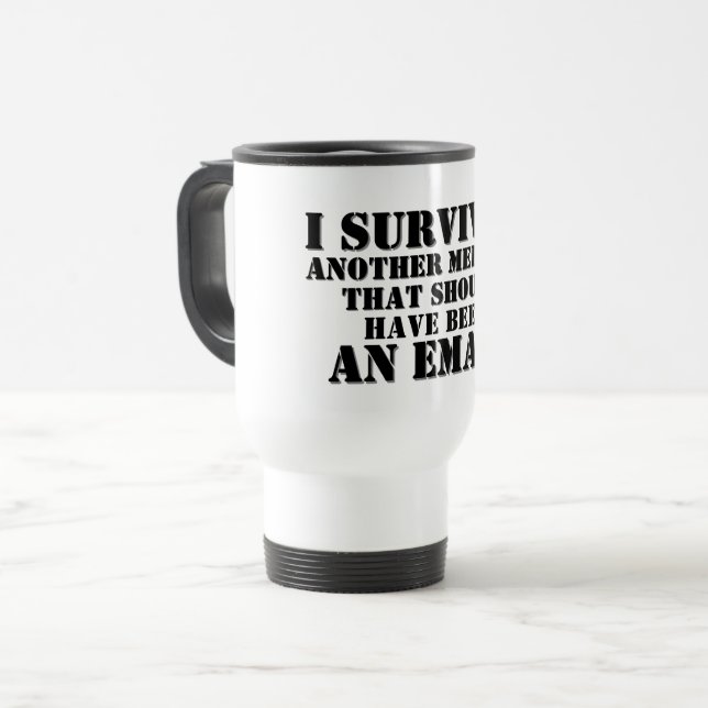 Caneca Térmica Engraçado Eu Sobrevivi Ao Encontro Presente Com Me (Frente Esquerda)
