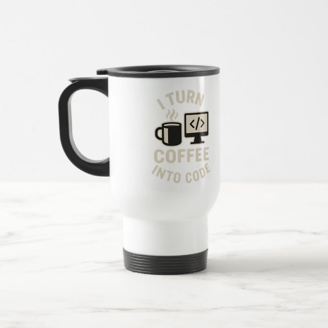 Caneca Térmica Engraçado Eu Transformo Café Em Código (Esquerda)