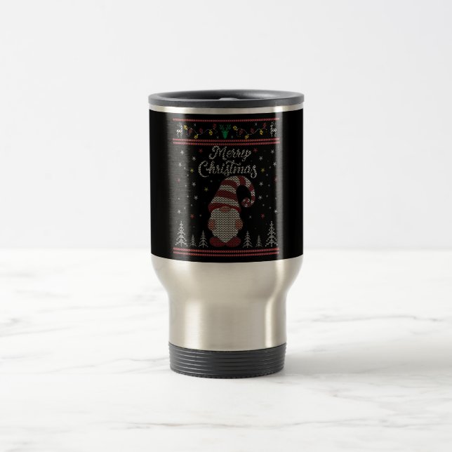 Caneca Térmica Engraçado Gnomo Feliz Natal (Centro)