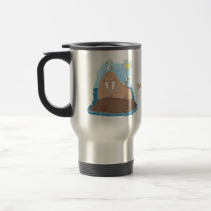 Caneca Térmica Engraçado ilustração do desenho animado de morsa f