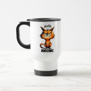 Caneca Térmica Engraçado julgando o gato de arte