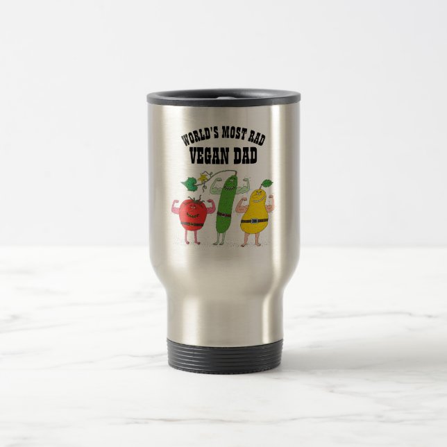Caneca Térmica Engraçado PAI RAD VEGAN Vegetais Flexíveis Músculo (Centro)