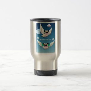 Caneca Térmica Engraçado Pug Fly também conhecido como Quando os 