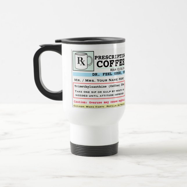 Caneca Térmica Engraçado Receita Café Mug (Esquerda)