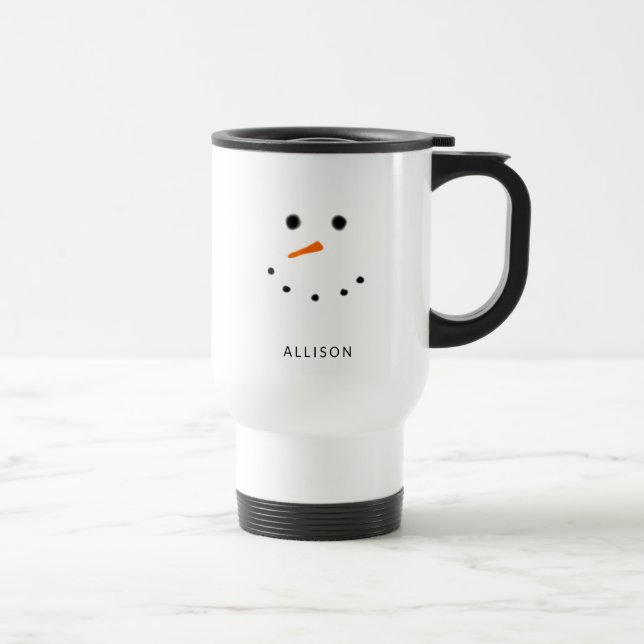 Caneca Térmica Engraçado Snowman Face Personalizado (Direita)