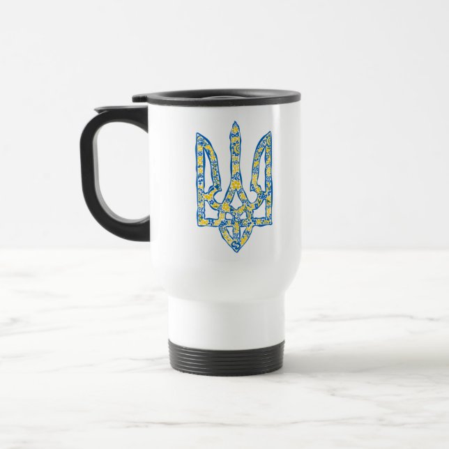 Caneca Térmica Énica nacional ucraniana emblem trident trizub (Esquerda)