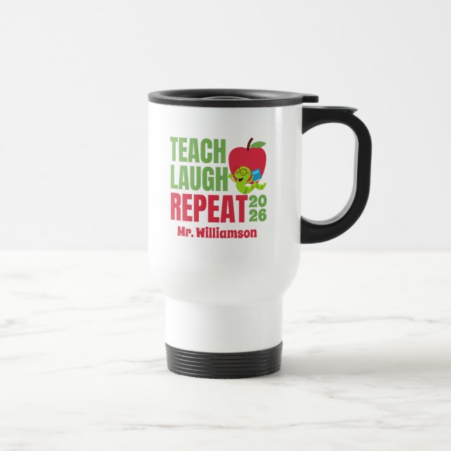 Caneca Térmica Ensinar, Rir, Repetir Professor (Direita)