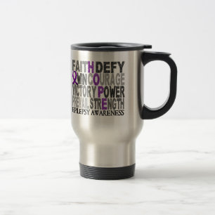 Caneca Térmica Epilepsia da colagem da palavra da esperança