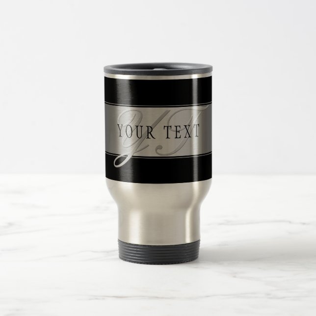 Caneca Térmica Escrevendo de Script Monograma Editável Elegante | (Centro)