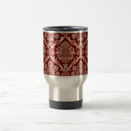 Caneca Térmica Escuro Elegante Vintage Dark Beige Damask Weave