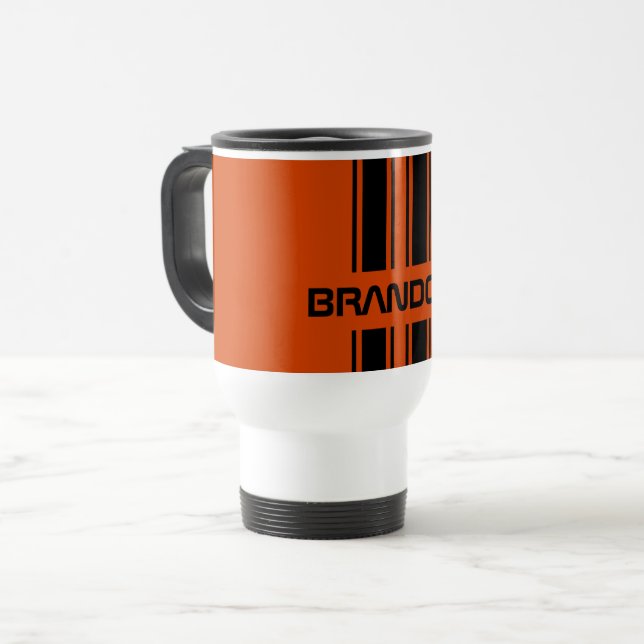 Caneca Térmica Escuro Personalizado Laranja Negro Raça Escuro Est (Frente Esquerda)