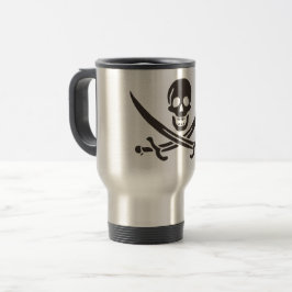 Caneca Térmica Espadas do Crânio Obsidiana Bandeira pirata de Cal