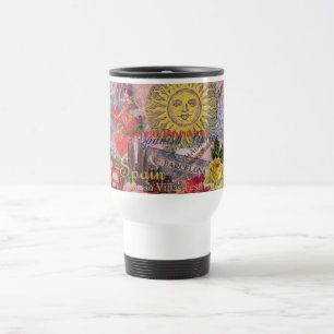 Caneca Térmica Espanha Vintage Sol Viagem Colagem Retro Europa