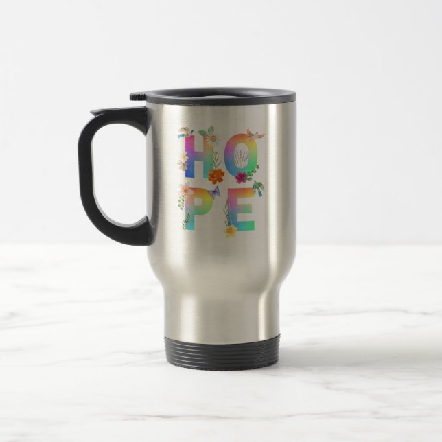 Caneca Térmica Esperança de inspiração motivacional artística pos (Esquerda)