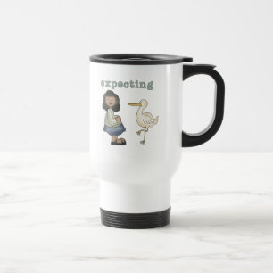 Caneca Térmica Esperando - Mãe Afro-Americana para Ser e Stork