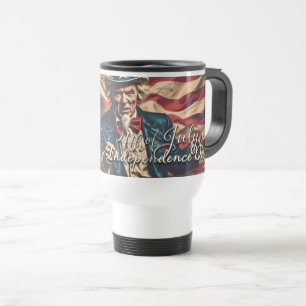 Caneca Térmica Espírito de Liberdade em Vermelho, Branco e Azul