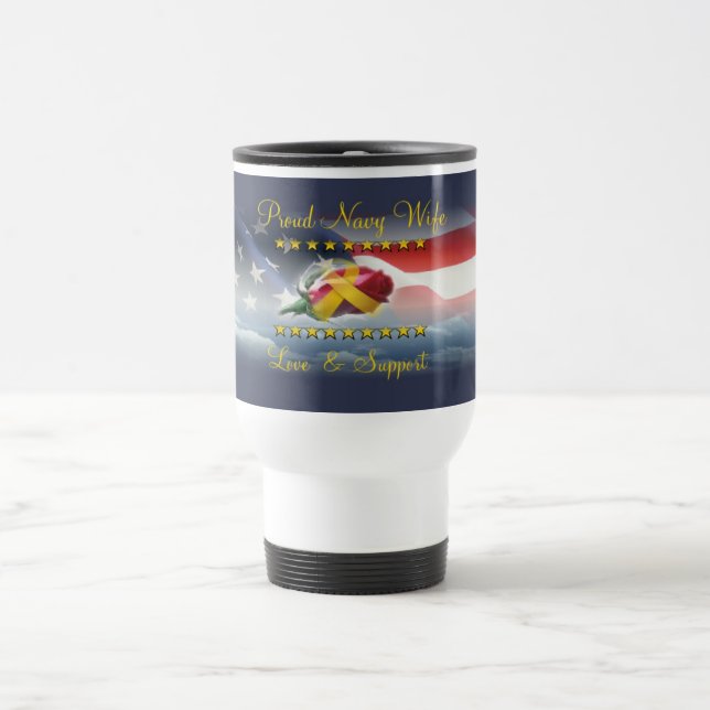 Caneca Térmica Esposa orgulhosa do marinho (Centro)
