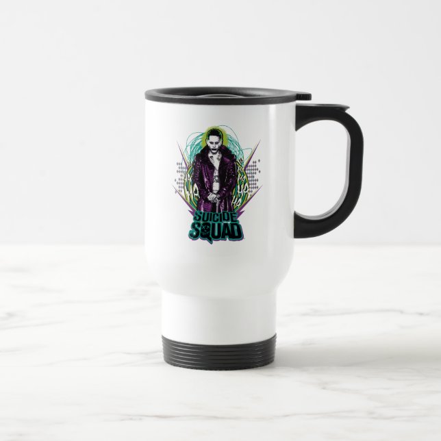 Caneca Térmica Esquadrão Suicida | Gráfico do Joker Retro Rock (Direita)