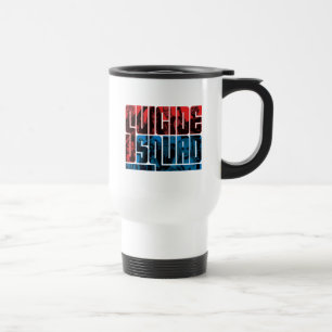 Caneca Térmica Esquadrão Suicida   Logotipo vermelho e azul