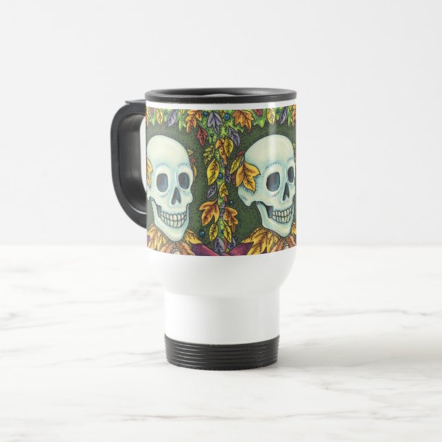 CANECA TÉRMICA ESQUELETO, CÉREBRO GÊTICO, VIAGEM (Frente Esquerda)