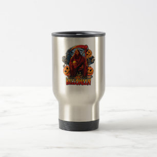 Caneca Térmica Esqueleto de Mau de Halloween, Abóbora